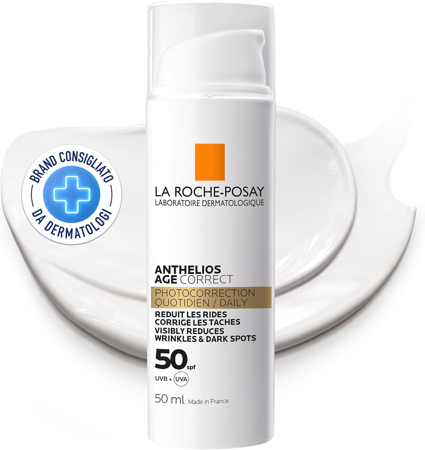 La Roche Posay Age Correct, Crema Protettiva Anti-Età, Azione Anti-Uva E UVB, Pelle Ringiovanita E Uniforme, Con Acido Ialuronico, Niacinamide E Phe-Resorcinolo, 50 Ml