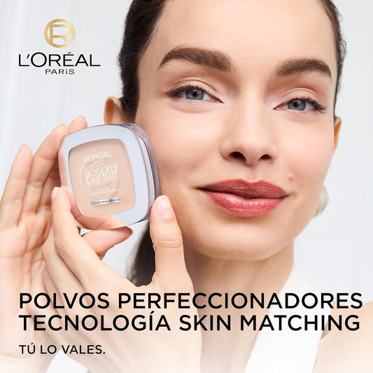 L'Oréal Paris - Poudre Fondante Accord Parfait, Cipria Fondente Perfezionatrice, per Pelli Normali a Miste, Colore: Beige Rosato (3.R), 9 G.
