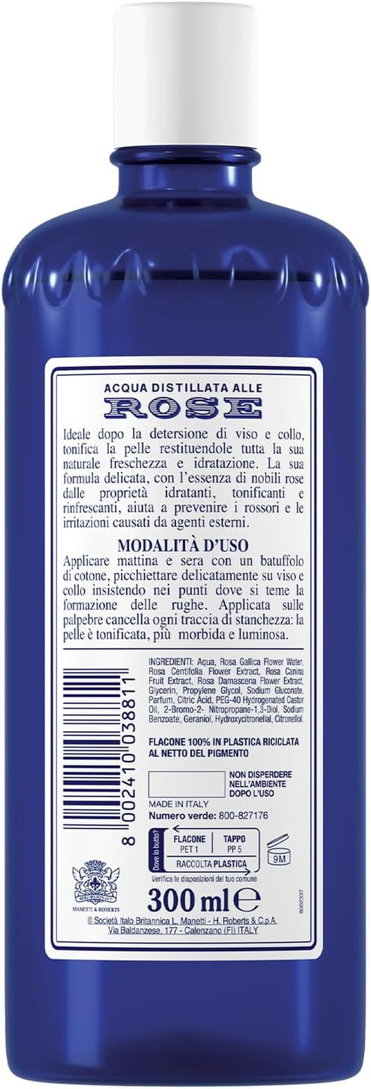 , Tonico Viso Con Acqua Distillata Alle Rose, Formula Rinfrescante Con Proprietà Idratanti, Tonificanti E Lenitive, Rende La Pelle Giovane Ed Elastica, 300Ml