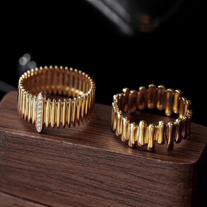 Retro Yellow 18k Gold Cool Sa Organ Diamond Ring