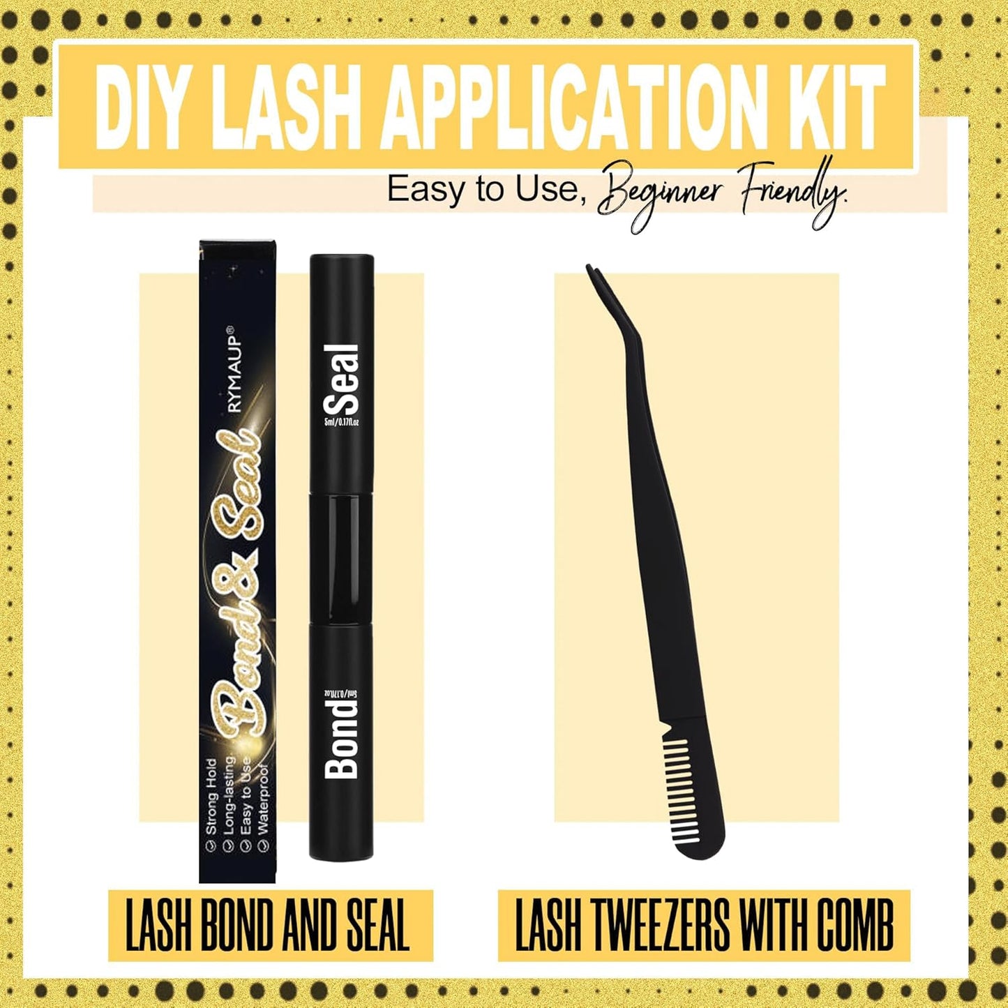 Set Di Pinzette per Ciglia E Sigillatura per Ciglia 2 in 1 Con Pettine, Colla per Ciglia Impermeabile E Pinzette