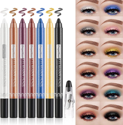 Matita Occhi Trucco Professionale Set 12Pcs Colorati Ombretto Stick & Eyeliner Pencil, Lunga Durata Impermeabile Glitter Pearlescent Trucco Regalo per Le Donne
