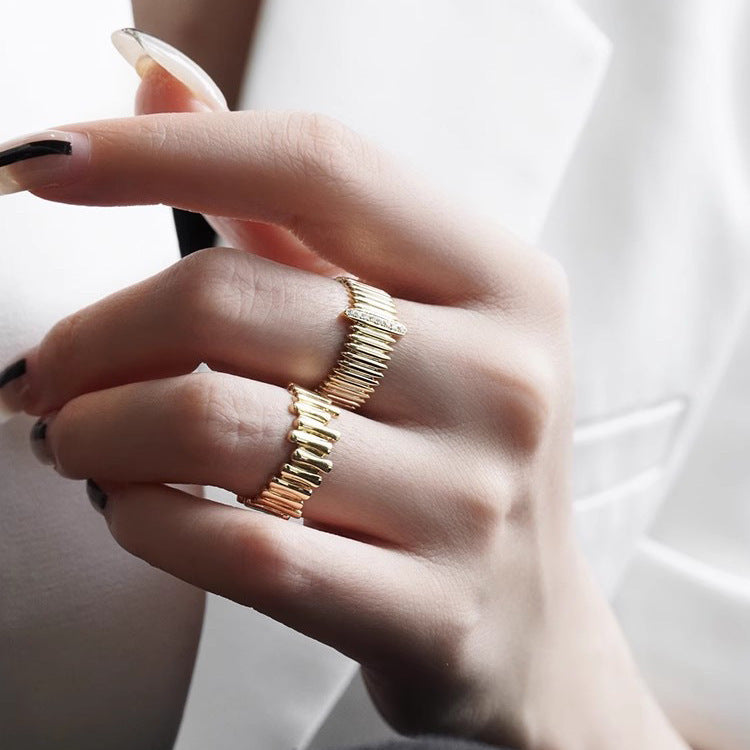 Retro Yellow 18k Gold Cool Sa Organ Diamond Ring