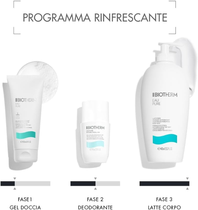 BIOTHERM, Deo Pure Invisible Roll-On, Deodorante Roll-On Antitraspirante, Efficace Fino a 48H, anti Macchie Bianche E Gialle Sui Vestiti, 75Ml