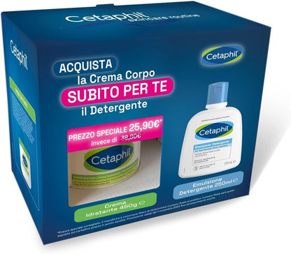 Crema Idratante Viso E Corpo, Senza Profumo, Formato 450G + Emulsione Detergente Viso E Corpo, Senza Profumo, Formato 250Ml
