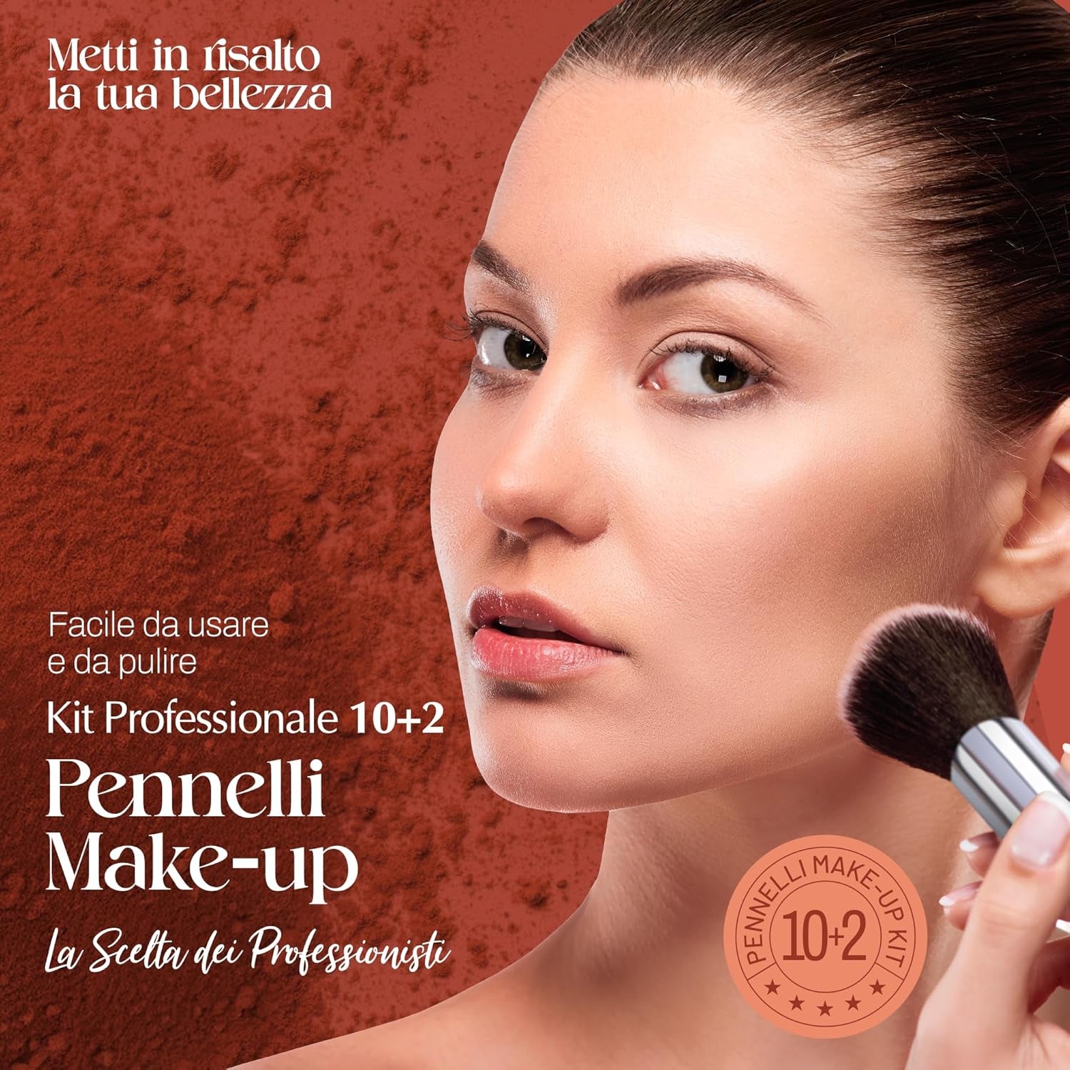 Set Pennelli Make up 10 + 2 Premium Synthetic Pennelli Trucco per Fondazione Cipria Fard, Ombretto, Set Di Pennelli Make Up, Kit Con Spugnetta E Blender Beauty