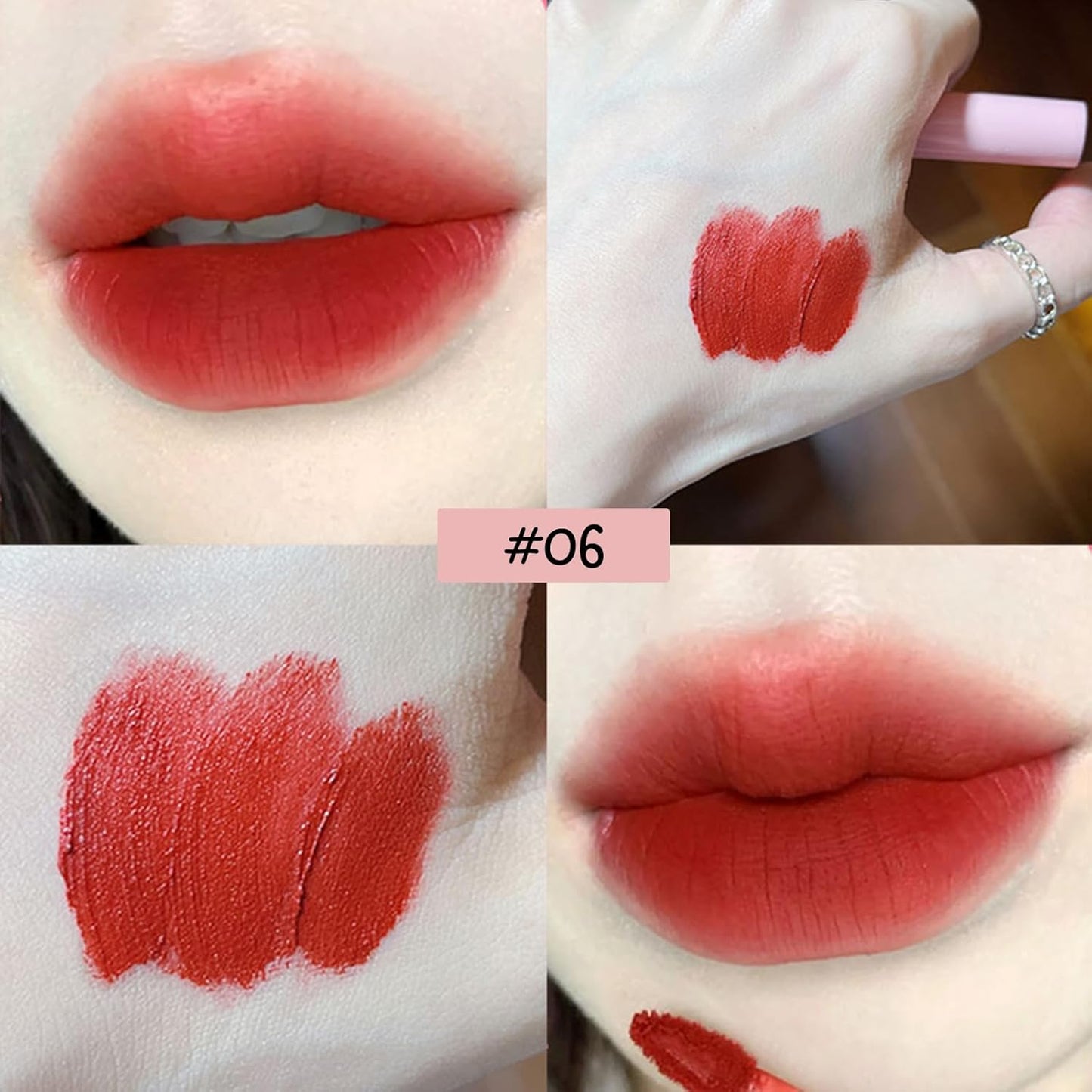 Set Di 6 Lucidalabbra Liquido in Velluto Opaco Nude Durevole, Impermeabile, Antiaderente, Non Sbiadisce, Rossetto Rosso, Regalo per Donne