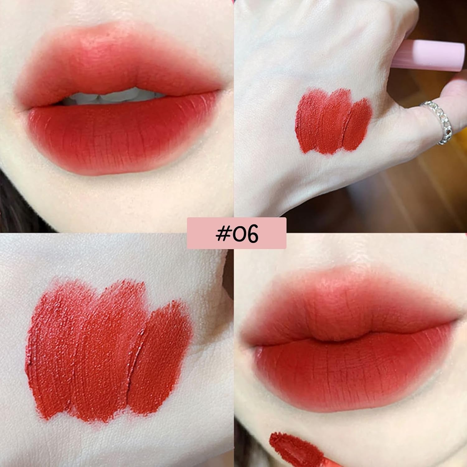 Set Di 6 Lucidalabbra Liquido in Velluto Opaco Nude Durevole, Impermeabile, Antiaderente, Non Sbiadisce, Rossetto Rosso, Regalo per Donne