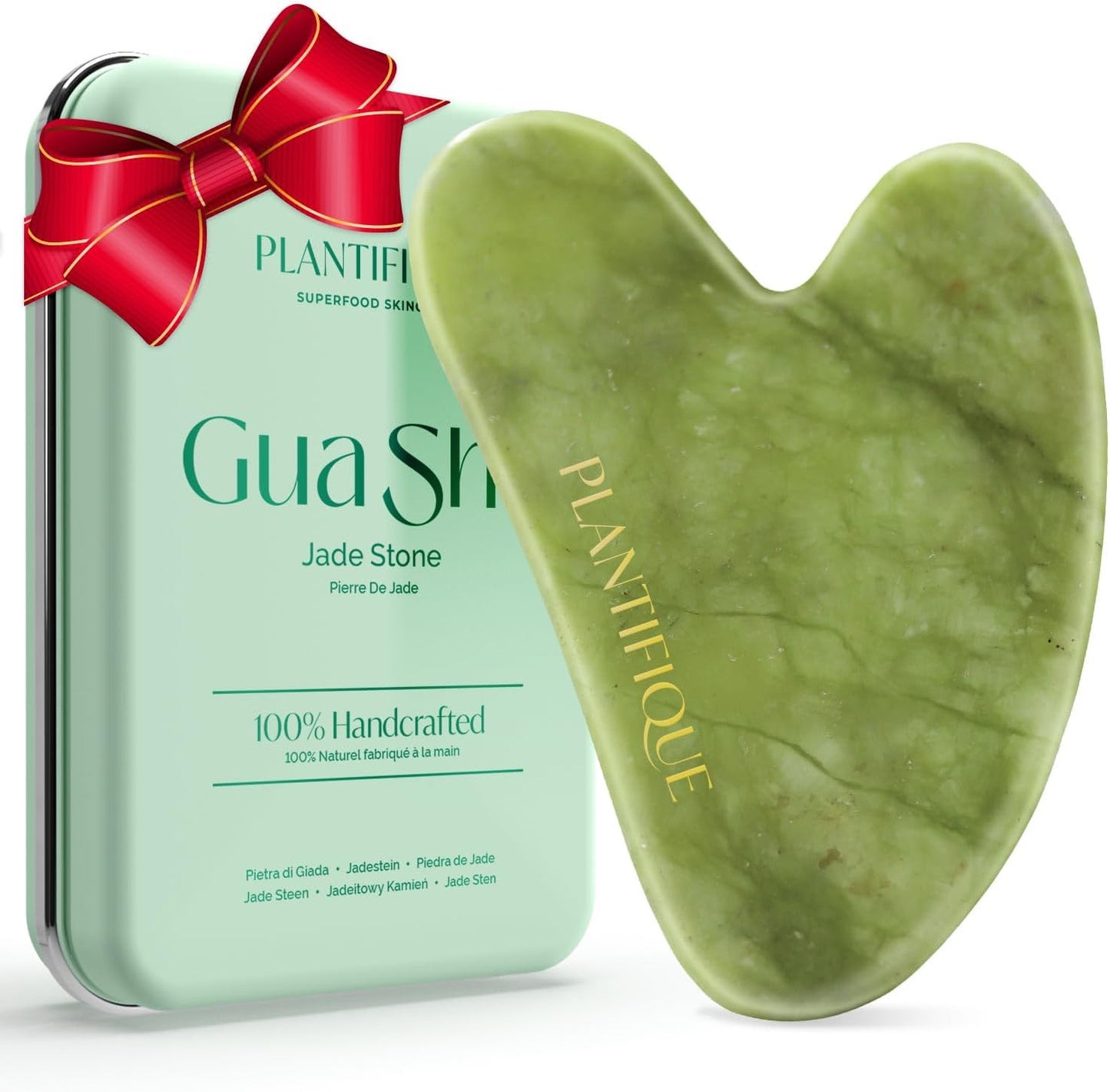 Gua Sha Viso Giada | Jade Guasha Pietra Massaggiatore Antirughe | Kit Skincare Face Massager | Idea Regalo Completo Facciale Corpo Piedi Massaggio Originale