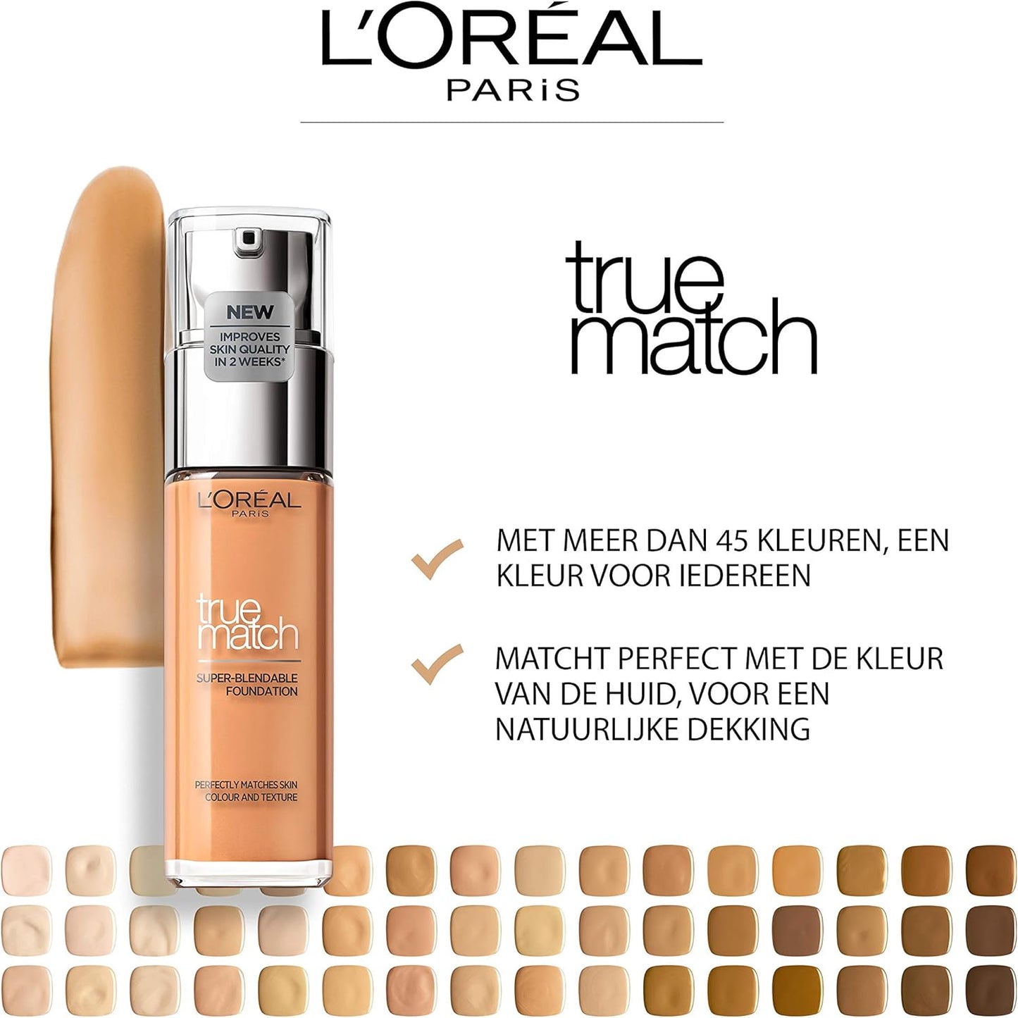 L'Oréal Paris Make Up, Fondotinta Liquido Con Ialuronico E Aloe Vera, Perfect Match Make Up, N. 2.N Vanilla, 30 Ml