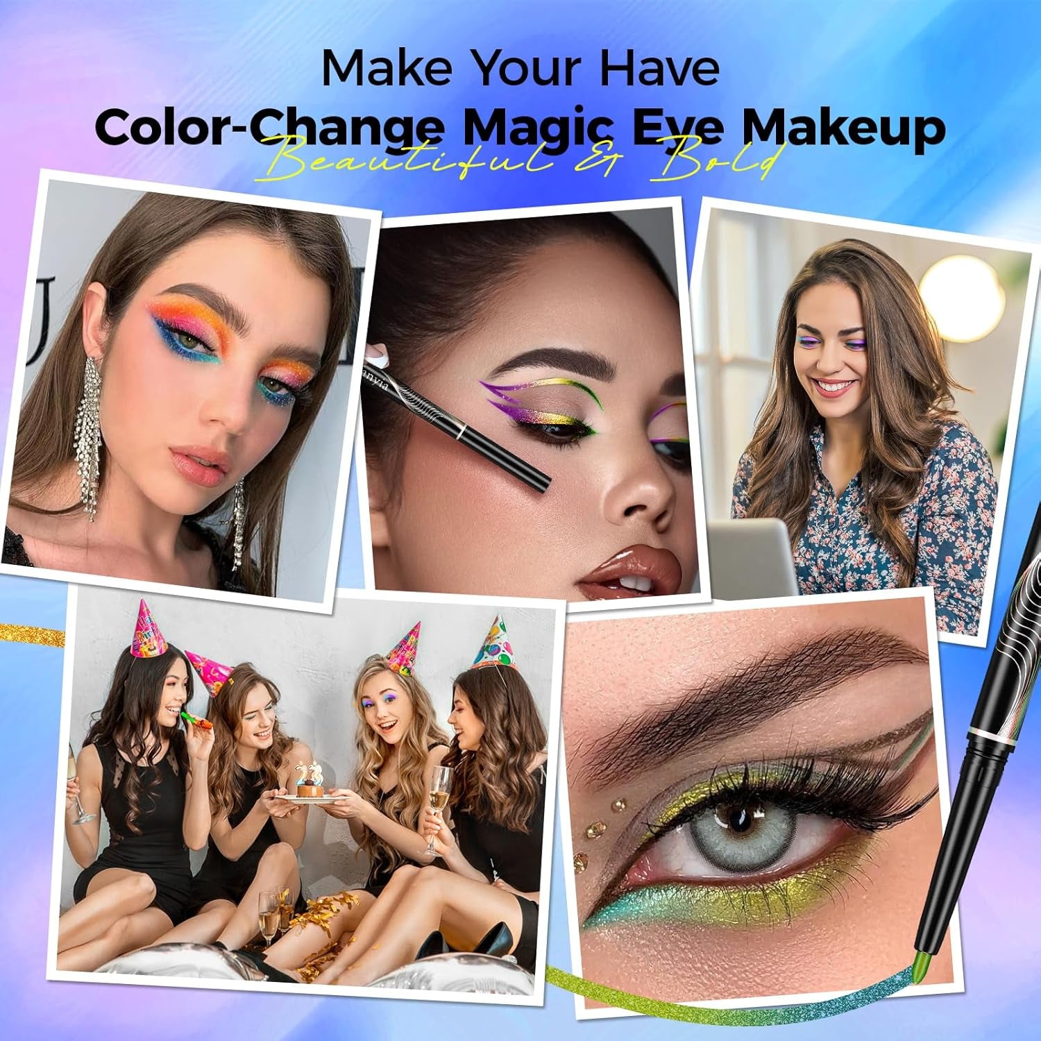 2-In-1 Gel Eyeliner and Eyeshadow Stick - Multicroma High Pigment Shimmer, Impermeabile Long Lasting Metallic Makeup (#04)