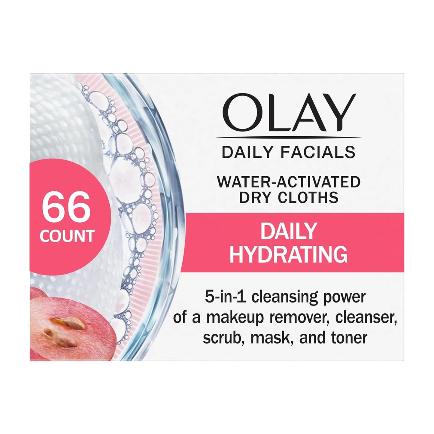 Daily Facial Wipes Daily Clean Wipes, 4 in 1 Con Acqua Attivata, 66 Conteggio Imballaggio Può Variare