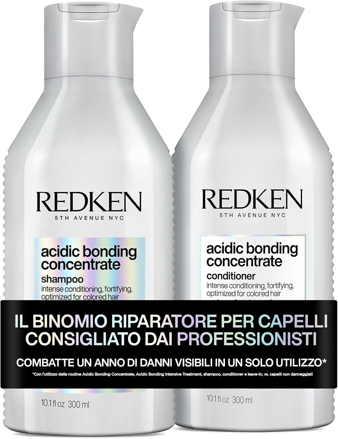Redken | KIT Shampoo Professionale Acidic Bonding Concentrate ABC 300 Ml + Balsamo ABC 300 Ml | Routine Riparazione per Tutti I Tipi Di Capelli Danneggiati
