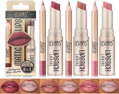 6 Colori Rossetto Opaco Set 3 Colori Matte Lip Liner Penne + 3 Colori Rossetto Opaco Vellutato Alta Pigmentato Lunga Durata Kit Trucco Labbra Con Bel Pacchetto Regalo