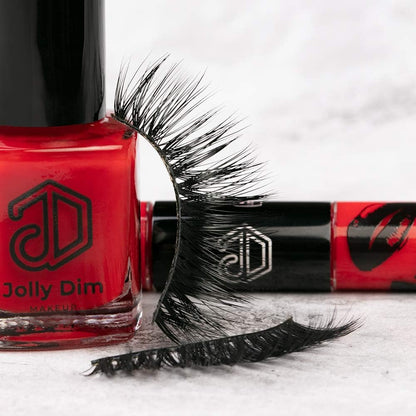 Jolly Dim by Inglot Makeup Set 1 - Matte & Gloss Lip Duo Deep Red 1, Eyelashes Classy, Nail Polish Carmine 5, Idea Regalo per Il Look Della Sera O Di Tutti I Giorni