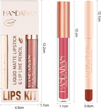 2 Pcs Set Di Trucco Matte Lip Liner E Rossetto, Velluto Liquido Opaco Gloss Impermeabile Di Lunga Durata, Rosso (09)