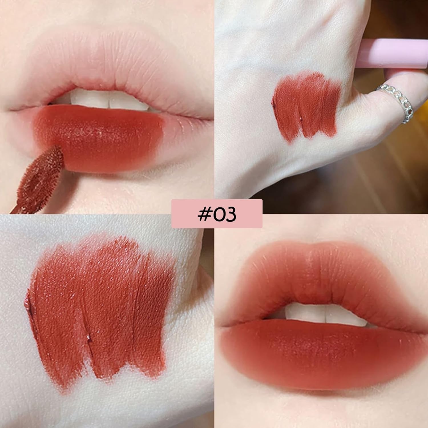 Set Di 6 Lucidalabbra Liquido in Velluto Opaco Nude Durevole, Impermeabile, Antiaderente, Non Sbiadisce, Rossetto Rosso, Regalo per Donne