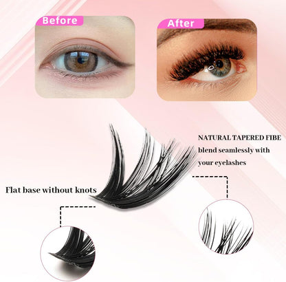 632 PCS Ciglia Finte, Ciglia Finte Ciuffetti, Ciuffetti Ciglia Finte Kit Ciglia Extension 60D Volume Lash Clusters Con Bond E Dispositivo Di Rimozione DIY Eyelash Extension Kit (30-60P)