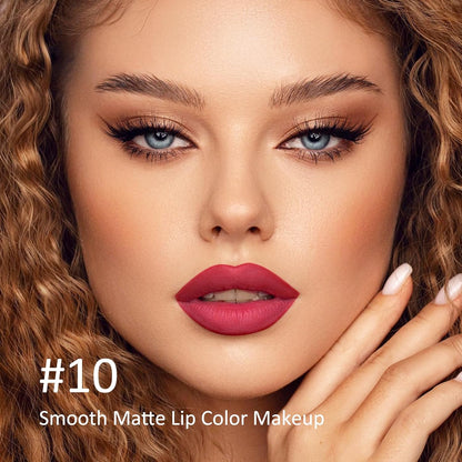 Rossetto Liquido Opaco E Matita Linea Labbra, Nudo Rosso Trucco Labbra Longwear Impermeabile Penne Lipliner E Velluto Macchia Labbra Lucidalabbra Liscio Labbra Make up Set Regalo (#10)