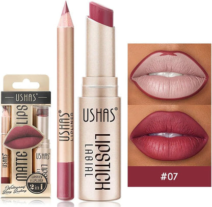 6 Colori Rossetto Opaco Set 3 Colori Matte Lip Liner Penne + 3 Colori Rossetto Opaco Vellutato Alta Pigmentato Lunga Durata Kit Trucco Labbra Con Bel Pacchetto Regalo