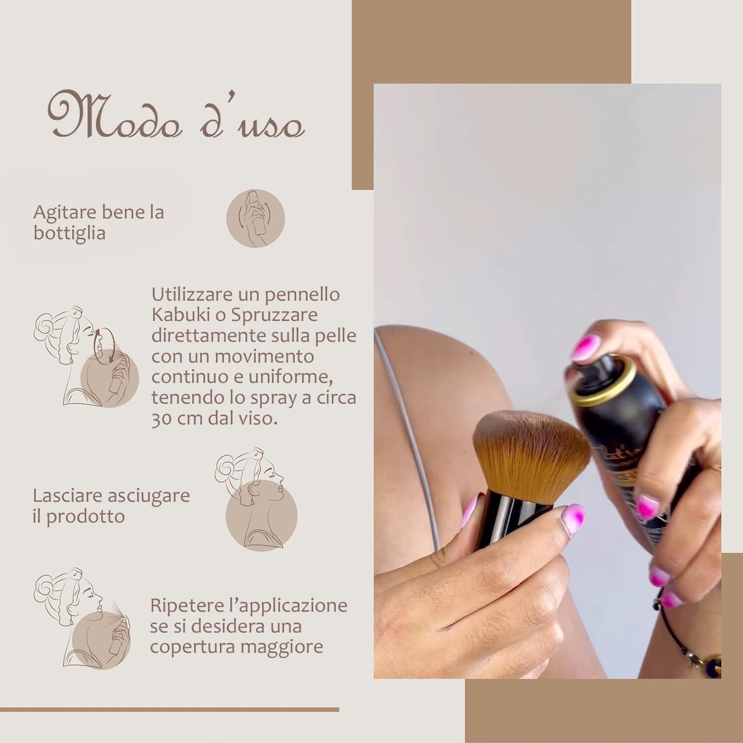 Face up Medium Nude - Fondotinta Spray No-Makeup Makeup Naturale - Aspetto Più Luminoso E Riduce Le Imperfezioni Della Pelle Del Viso - Tonalità Media