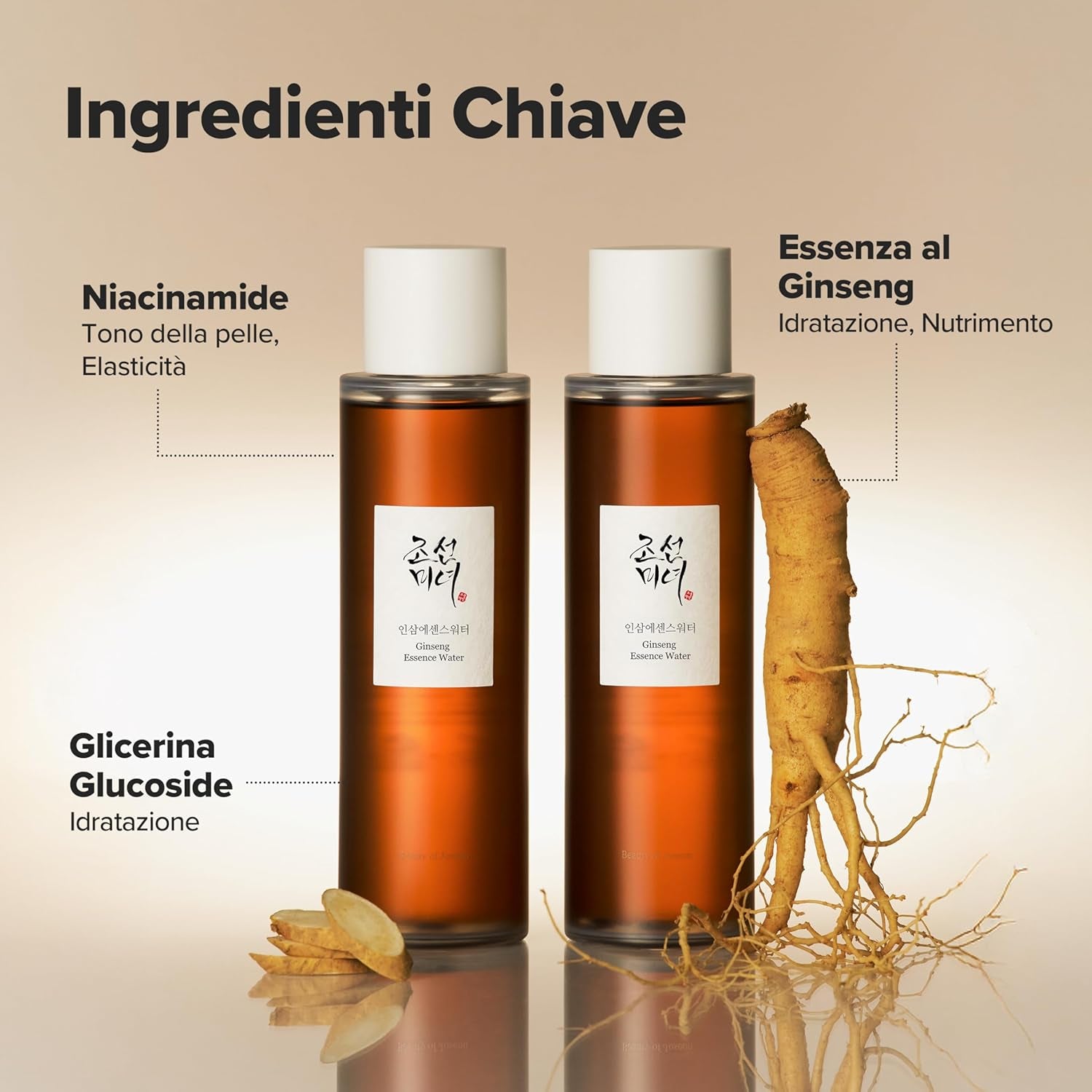 Tonico Viso Idratante Ginseng Essence Water per Pelli Secche E Spente. Trattamento Idratante Coreano per Uomini E Donne, 150 Ml, 5 Fl.Oz.