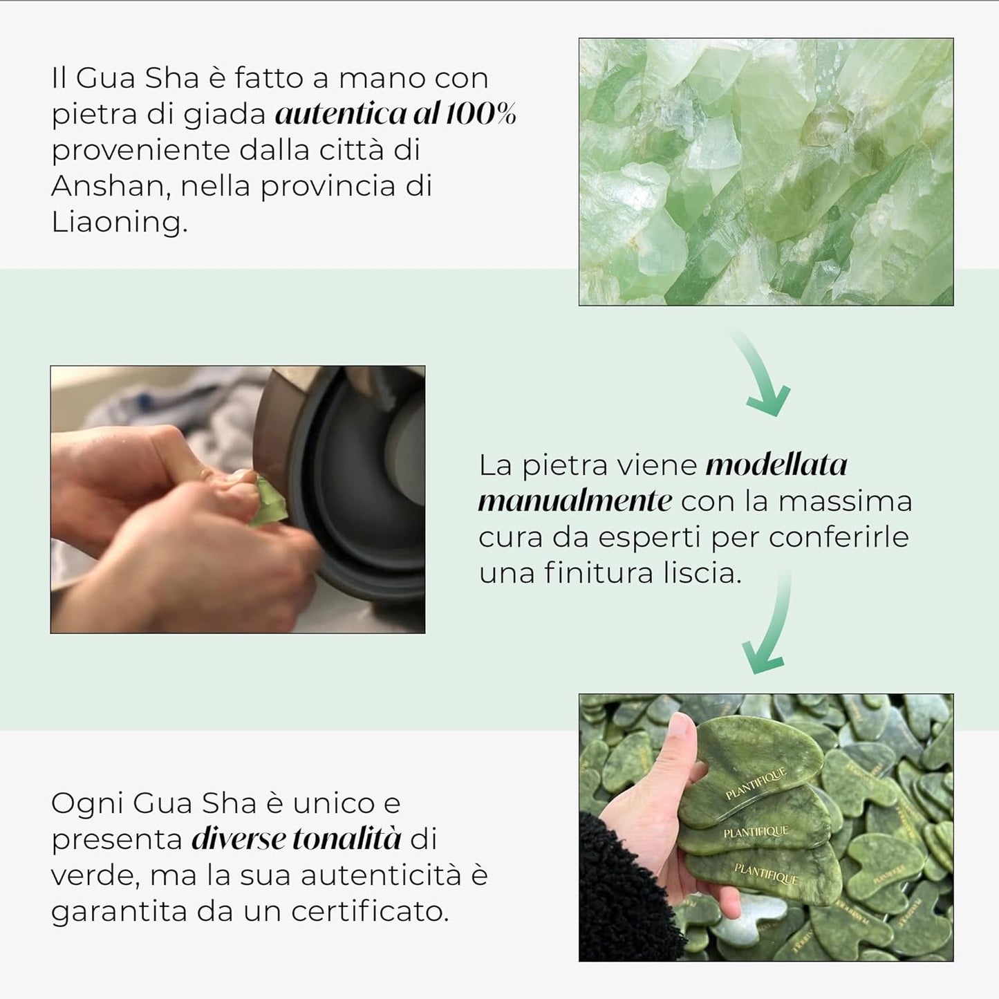 Gua Sha Viso Giada | Jade Guasha Pietra Massaggiatore Antirughe | Kit Skincare Face Massager | Idea Regalo Completo Facciale Corpo Piedi Massaggio Originale