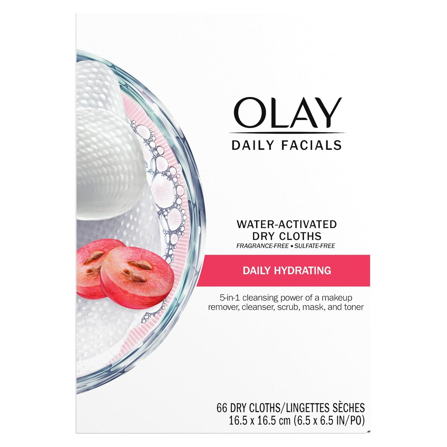 Daily Facial Wipes Daily Clean Wipes, 4 in 1 Con Acqua Attivata, 66 Conteggio Imballaggio Può Variare