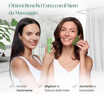 Gua Sha Viso Giada | Jade Guasha Pietra Massaggiatore Antirughe | Kit Skincare Face Massager | Idea Regalo Completo Facciale Corpo Piedi Massaggio Originale