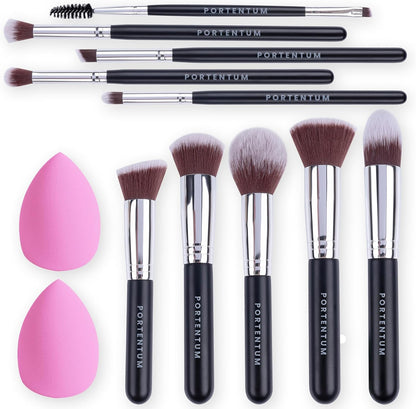 Set Pennelli Make up 10 + 2 Premium Synthetic Pennelli Trucco per Fondazione Cipria Fard, Ombretto, Set Di Pennelli Make Up, Kit Con Spugnetta E Blender Beauty