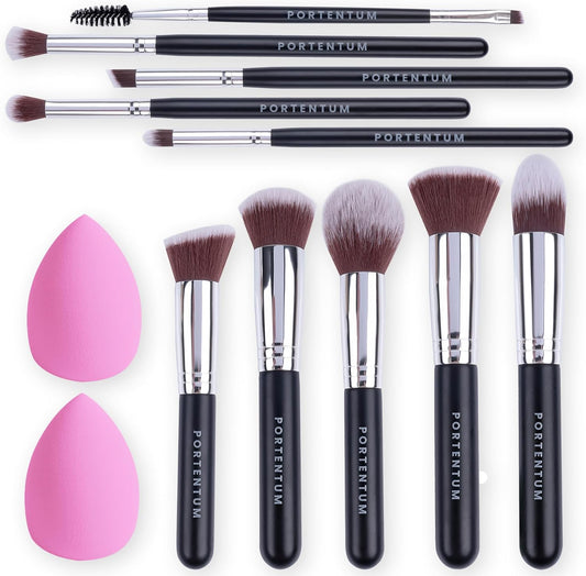 Set Pennelli Make up 10 + 2 Premium Synthetic Pennelli Trucco per Fondazione Cipria Fard, Ombretto, Set Di Pennelli Make Up, Kit Con Spugnetta E Blender Beauty