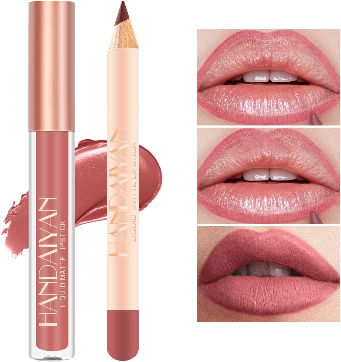2 Pcs Set Di Trucco Matte Lip Liner E Rossetto, Velluto Liquido Opaco Gloss Impermeabile Di Lunga Durata, Rosso (09)