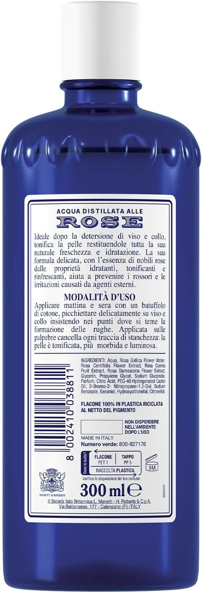 , Tonico Viso Con Acqua Distillata Alle Rose, Formula Rinfrescante Con Proprietà Idratanti, Tonificanti E Lenitive, Rende La Pelle Giovane Ed Elastica, 300Ml