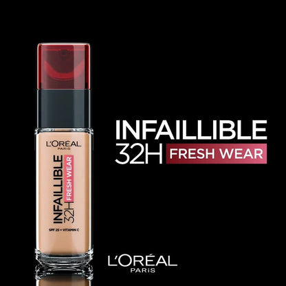 L'Oréal Paris Fondotinta Liquido Infaillible 32H, Coprente a Lunga Tenuta Con Protezione Solare SPF25, Formula Waterproof E Idratante, Tonalità: 250 Sable Eclat
