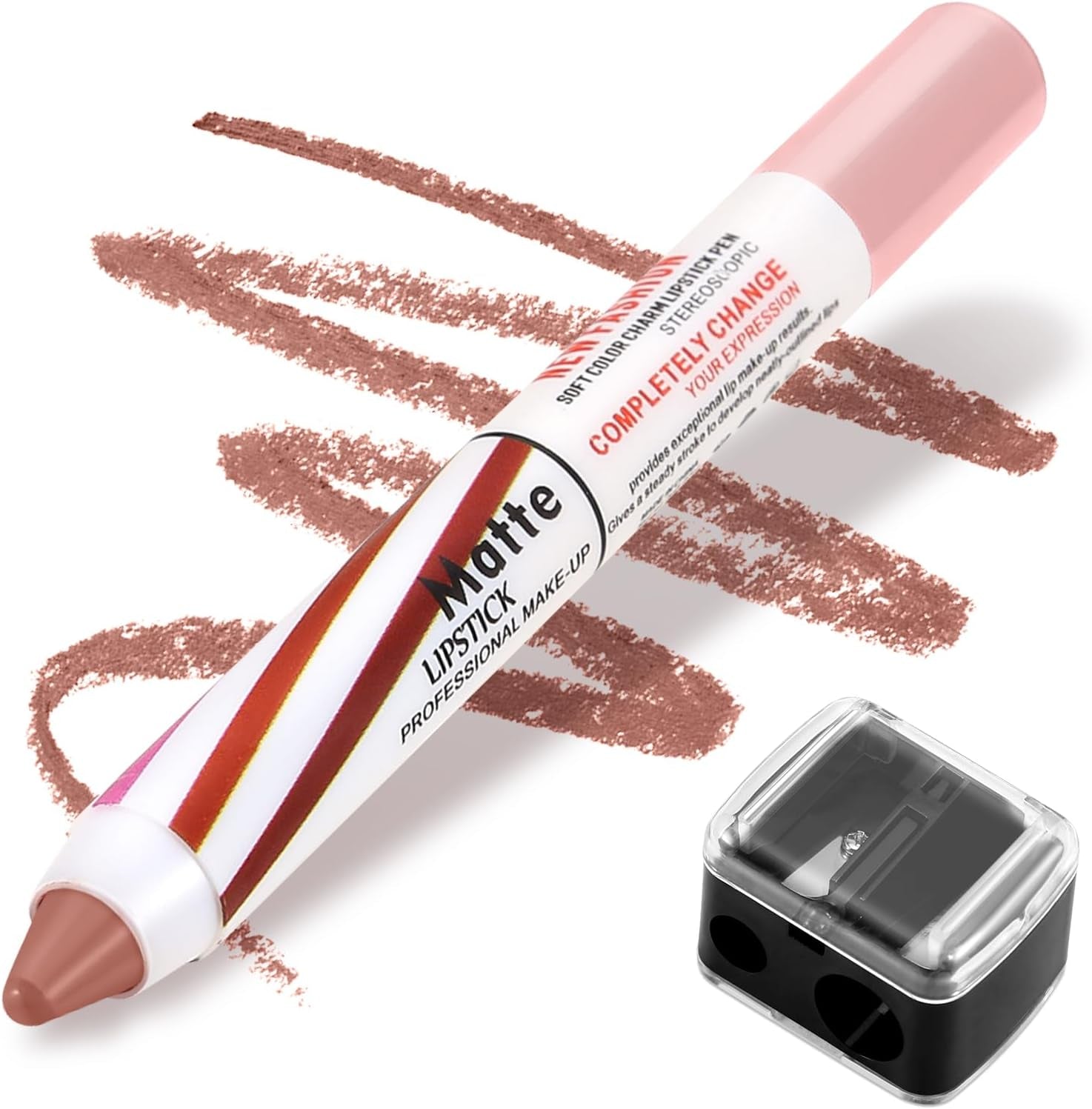 Opaco Lipstik Matita Labbra Crayon Stick Trucco, Non Sbavare Opaco Piena Copertura Colore Delle Labbra Liscia Cremosa Penna Labbra per Le Donne, Lip Liner Set Con Sharpner