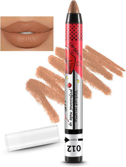 Matte Lip Liner Pencil Nude Lip Stick Vellutato Cremoso Matte Lip Crayon Copertura Completa Macchia Labbra Alto Pigmento Impermeabile Senza Sbavature Rossetto per Le Donne